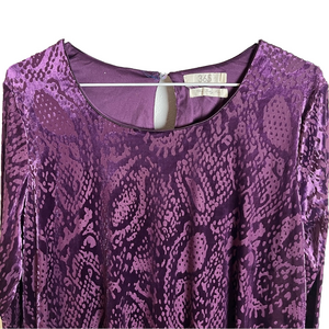 Purple Blouse Women Large Long Sleeve Velour Sheer Boho Dark Academia Whimsigoth